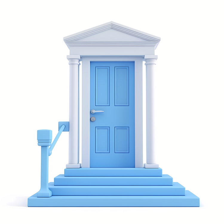 Door,Blue,Stairs