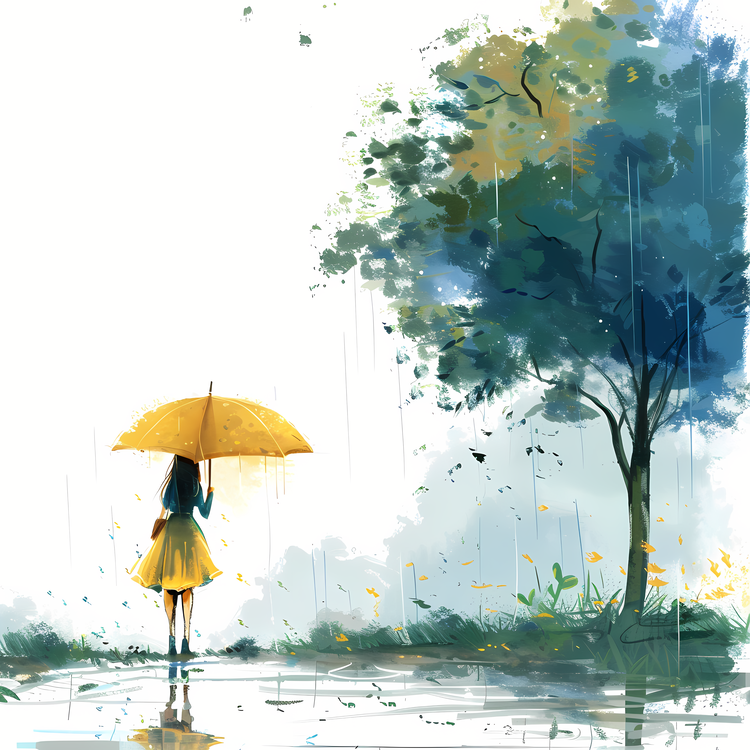 Spring,Rainy Day,Girl