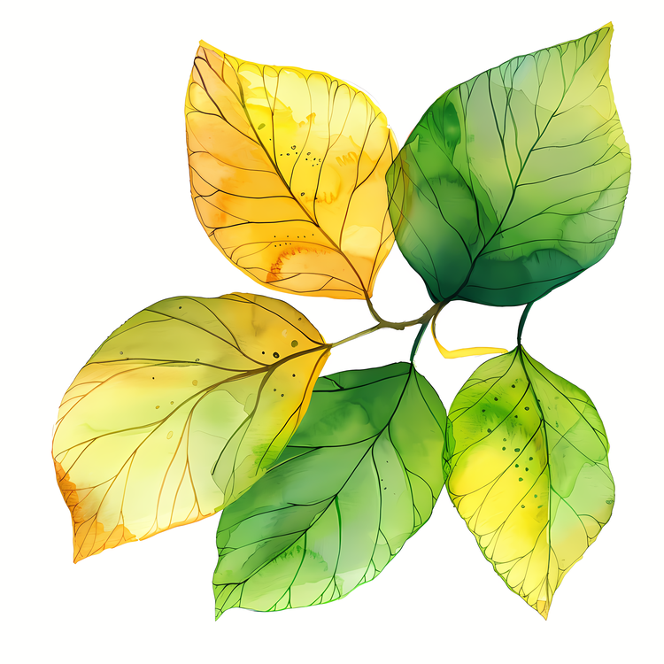 Spring Leaves,Watercolor Leaf,Green Leaves