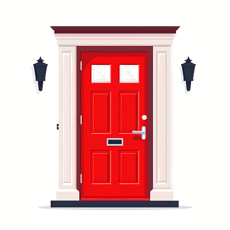 Door,Red Door,White Pillars