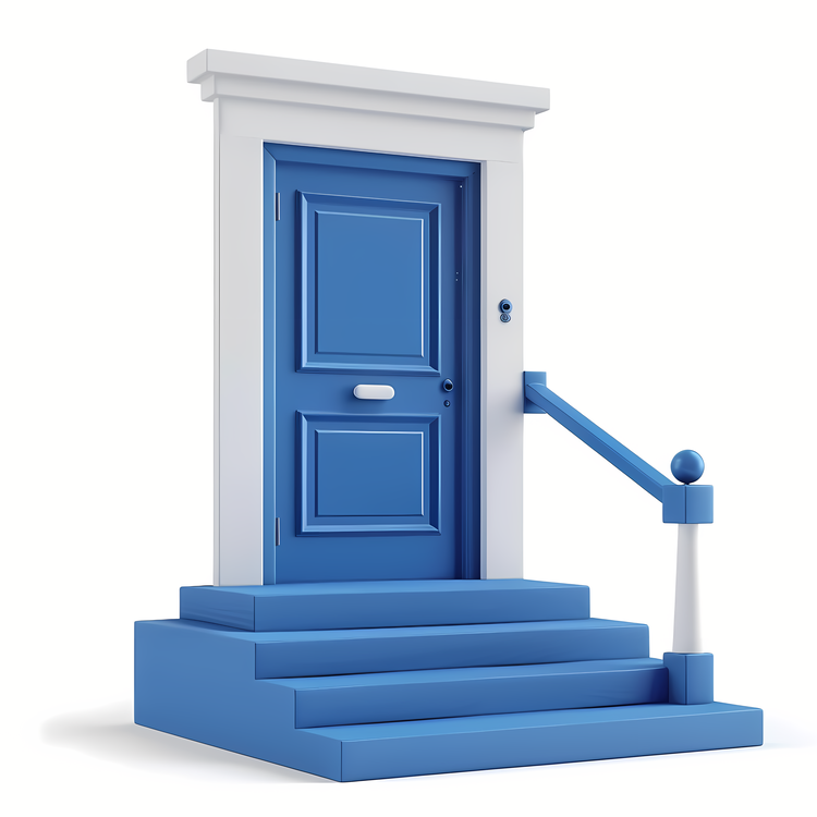 Door,Stairs,Blue