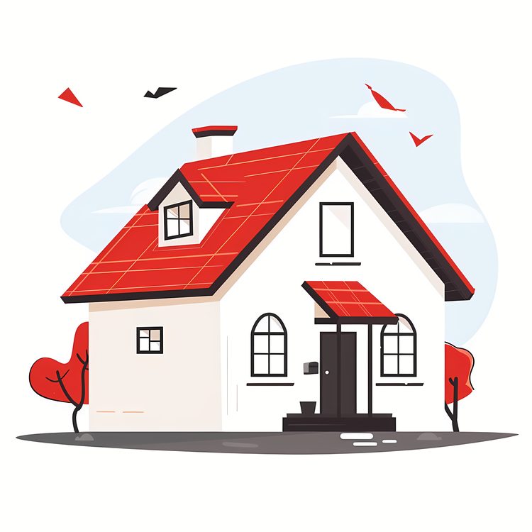 House,Red Roofed House,Flat Design