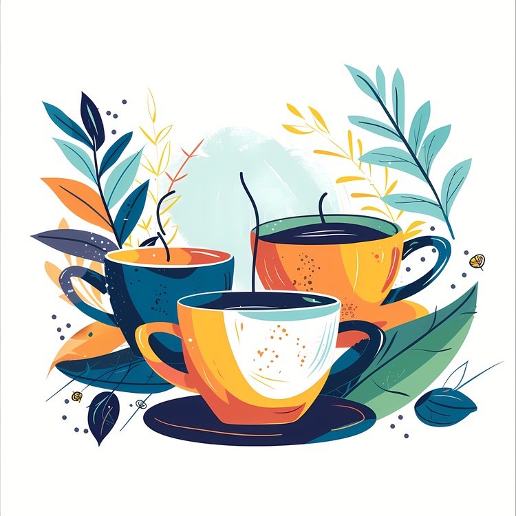 Tea Background,Coffee Cups,Brewed Coffee