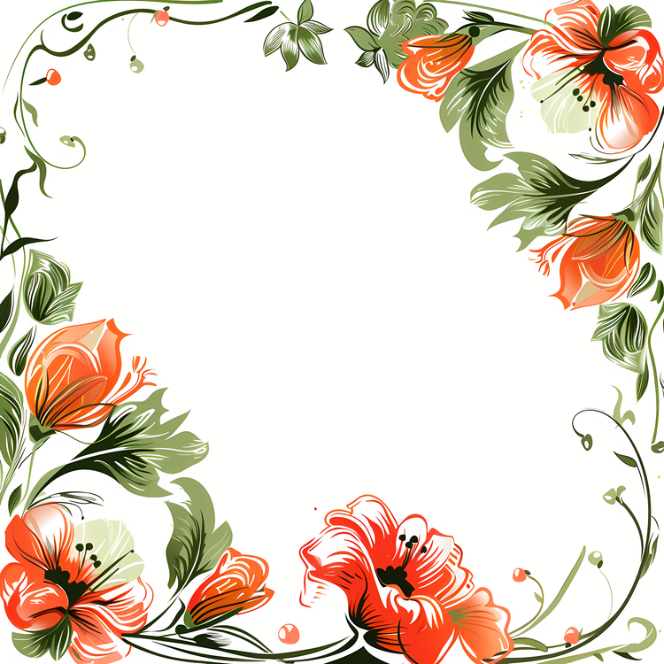 Border Texture,Floral Frame,Red Flowers