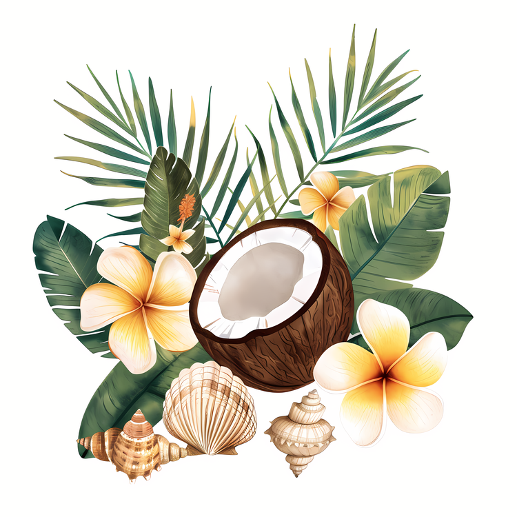 Coconut Beach,Tropical,Palm Leaves