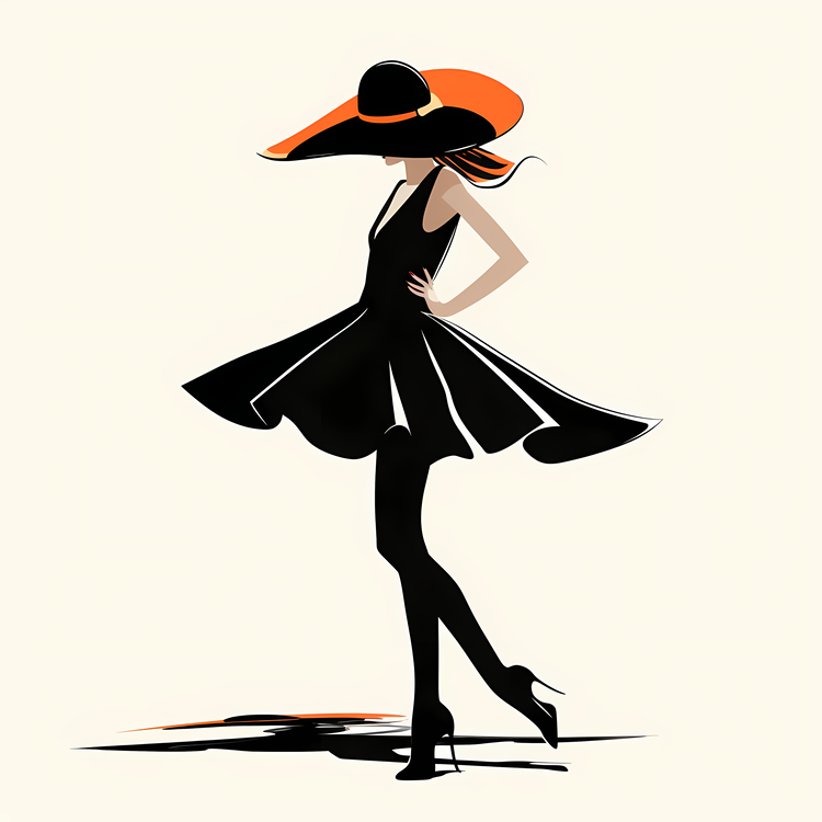 Fashion Retro,Fashion Illustration,Black Dress