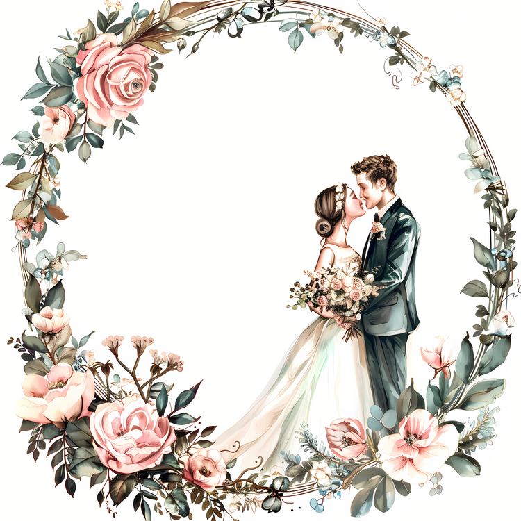 Wedding Frame,Watercolor,Wedding