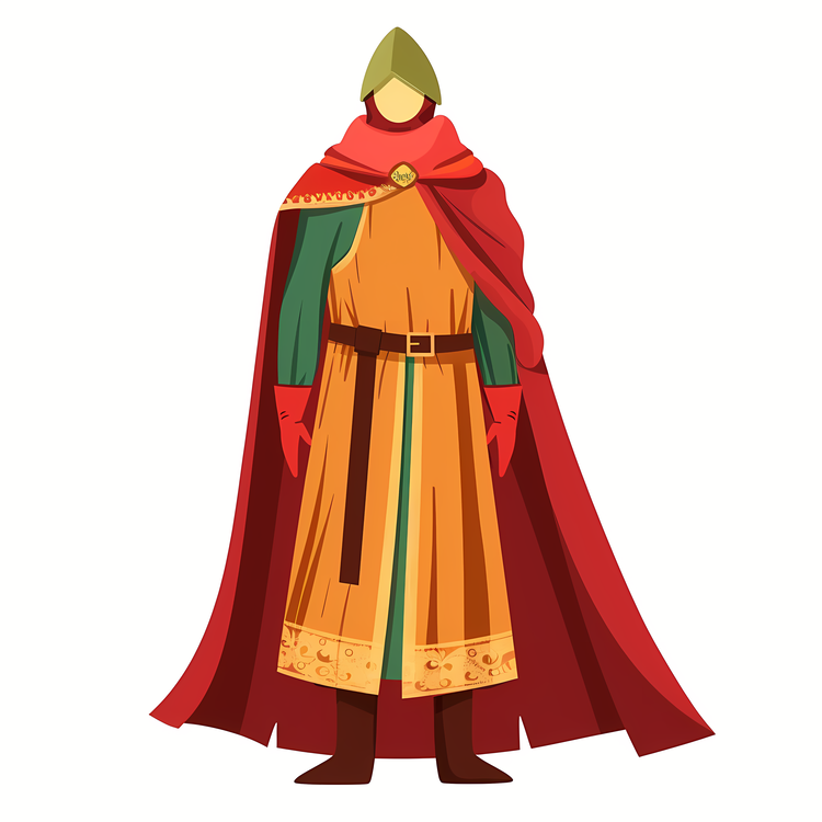 Middle Ages Costume,Medieval,Red Cape