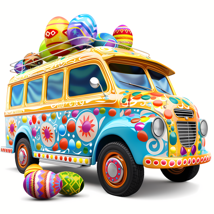 Easter Truck,Colorful,Psychedelic