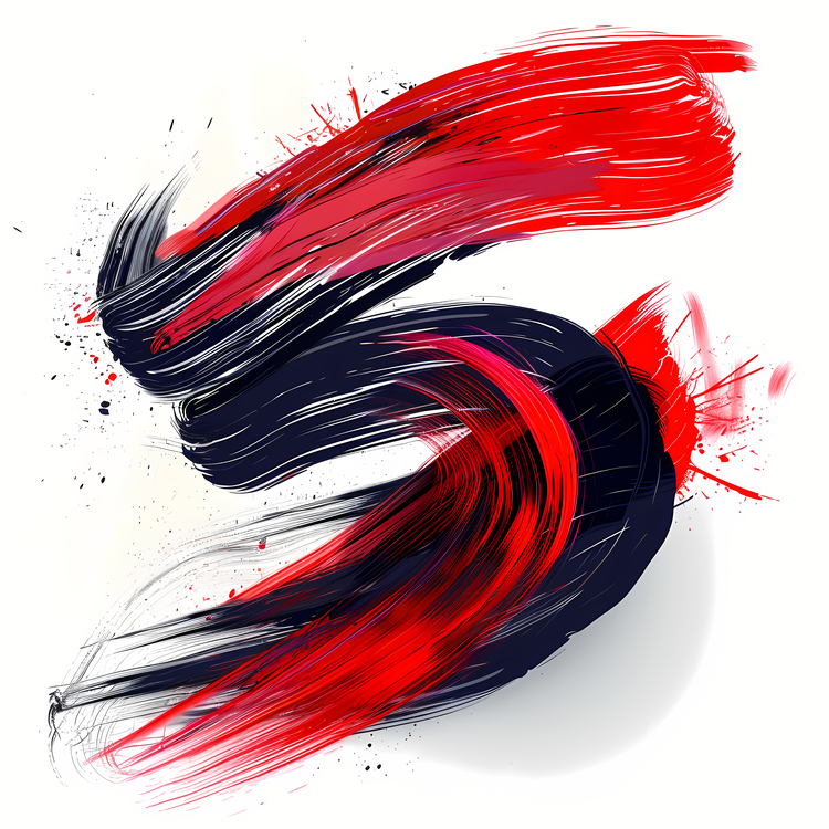 Brush Stroke,Red And Black,Abstract Art