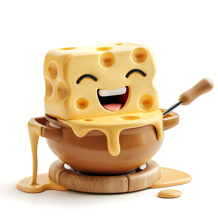 Cheese Fondue Day,Cheese With Smiling Face,Brown Sauce Pot With Cheese