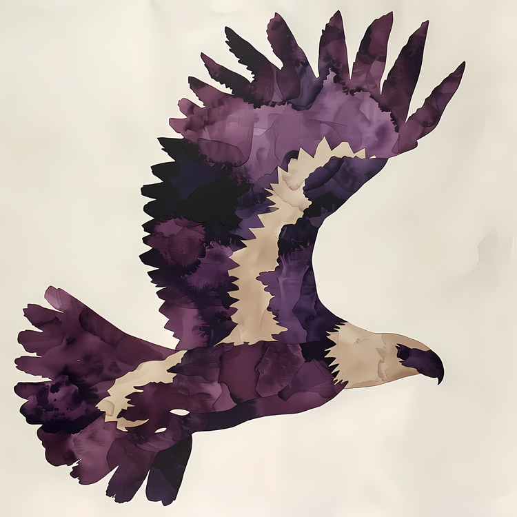 Watercolor Painting Eagle,Purple,Watercolor