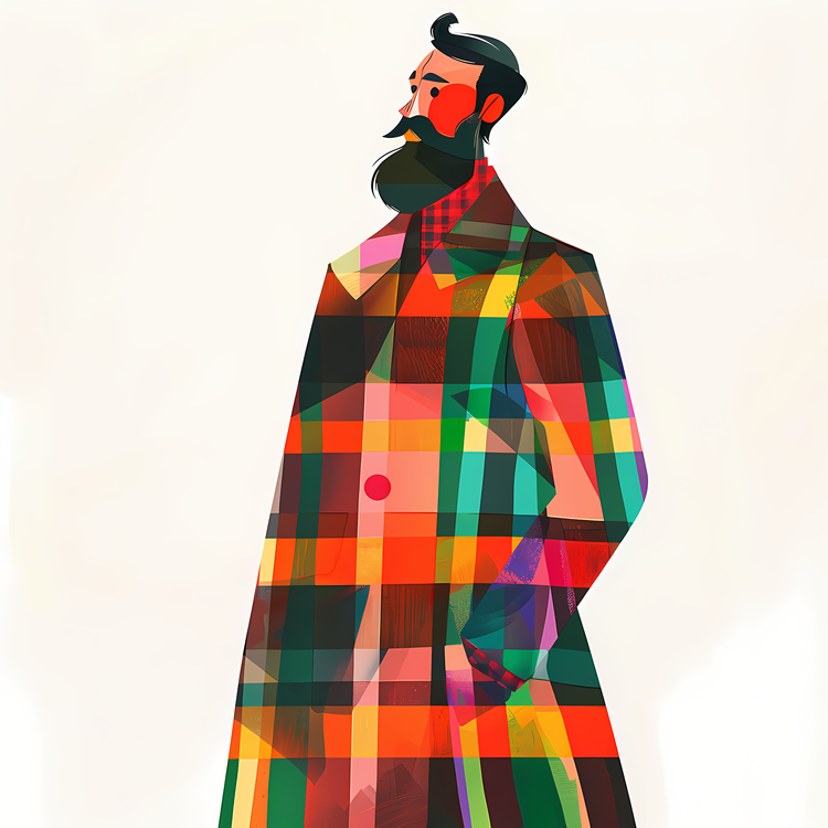 Tartan Day,Plaid Coat,Man With Beard