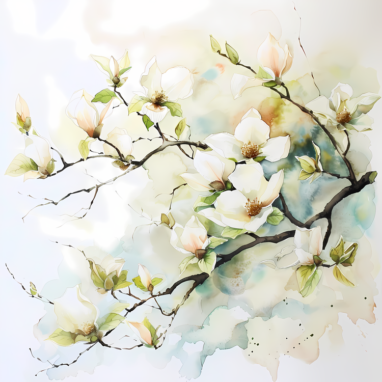 Spring,Watercolor,Flowers