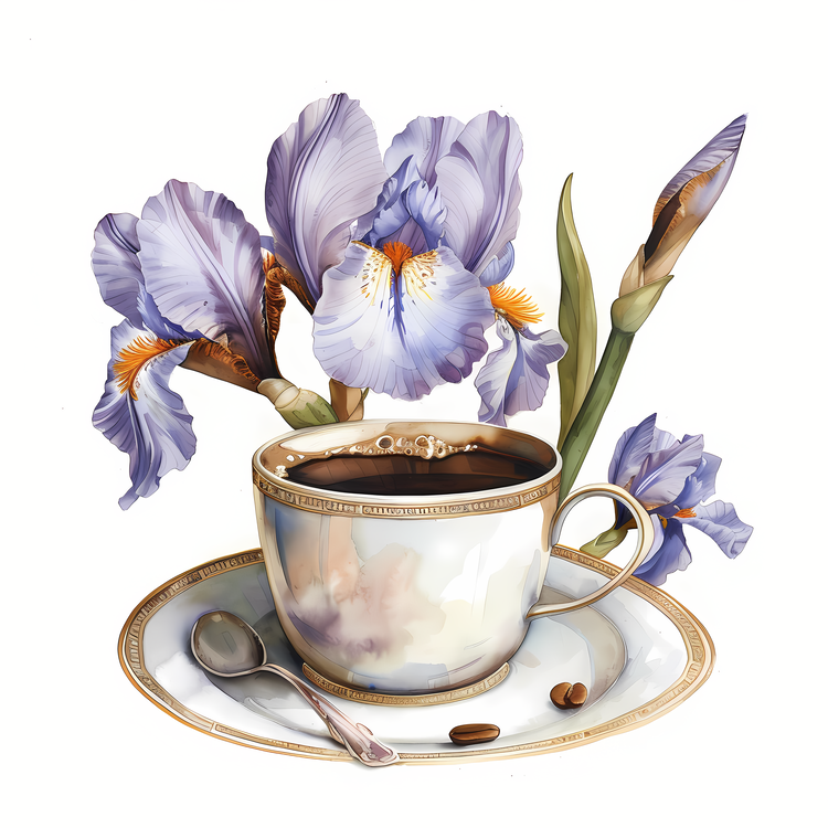 Spring,Coffee,Iris