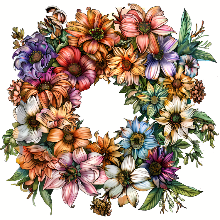Flower Wreath,Colorful,Floral