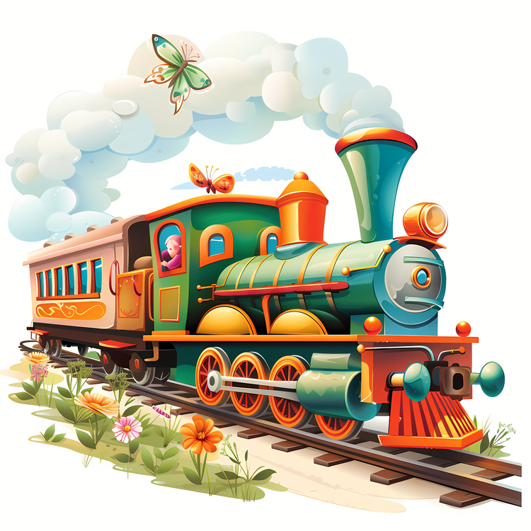 Spring,Train,Steam Locomotive