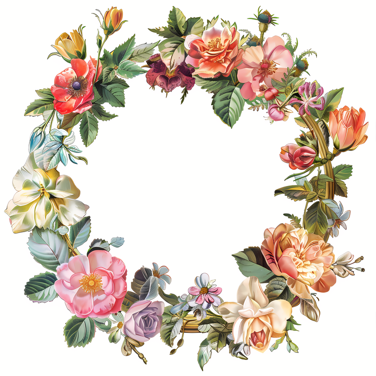 Round Frame,Floral Wreath,Flower Wreath