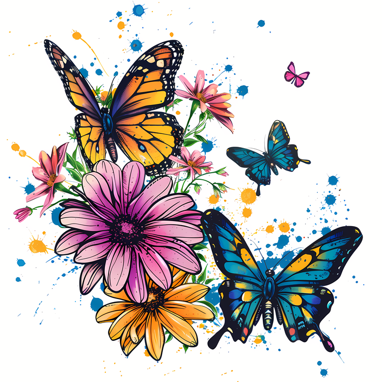 Butterflies,Colorful,Flowers