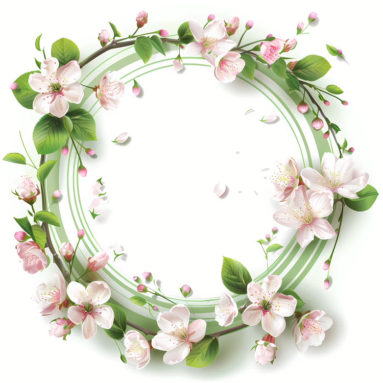 Round Frame,Flower Wreath,Floral Wreath