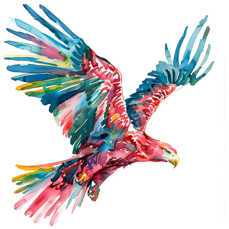 Watercolor Painting Eagle,Parrot,Watercolor