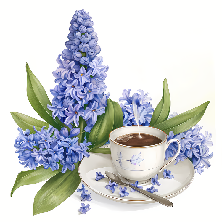 Spring,Coffee,Purple Flowers