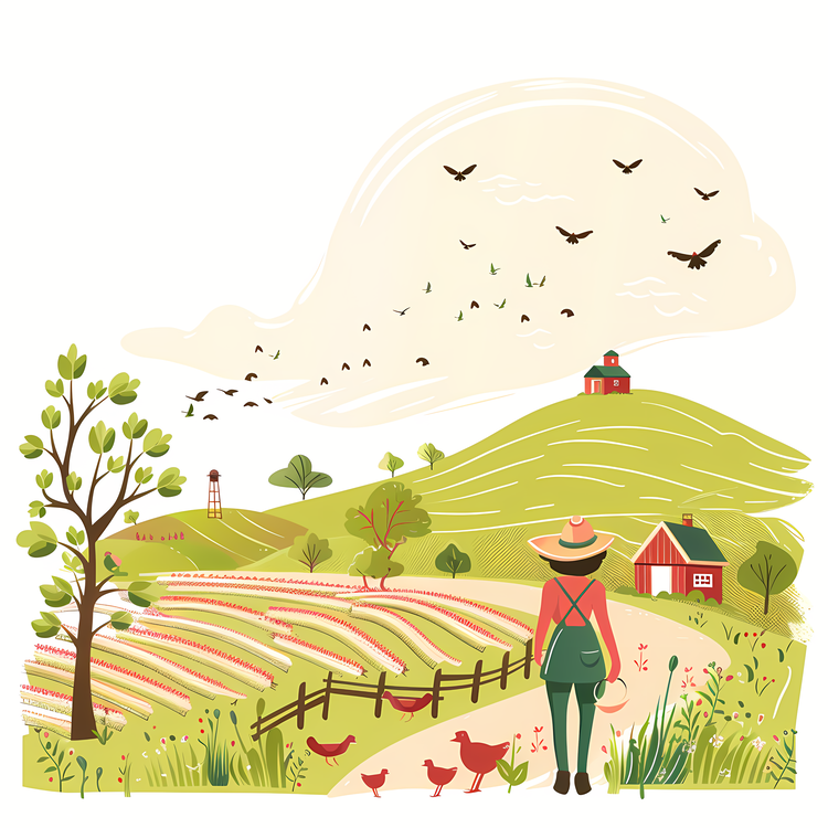 Spring Farming Life,Cartoon,Rural