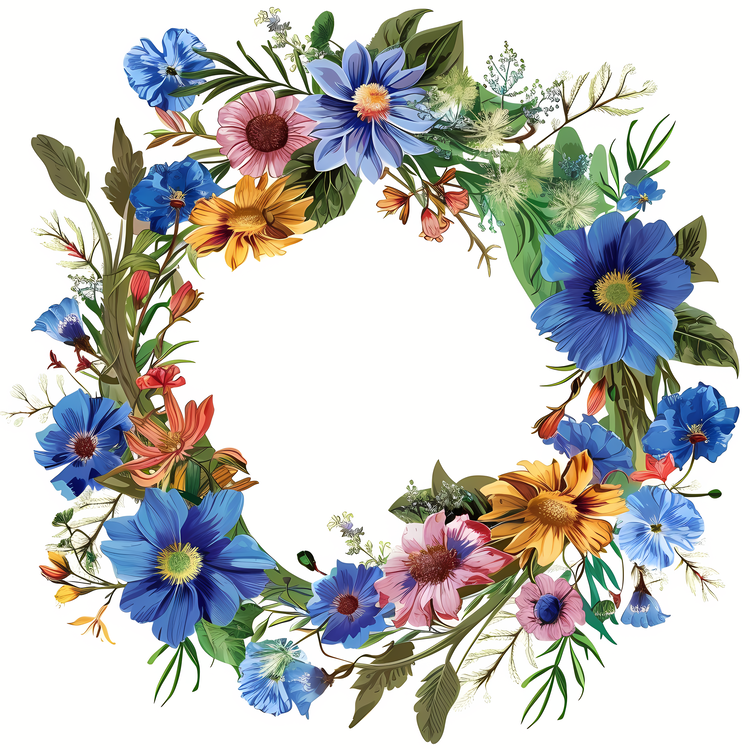 Flower Wreath,Floral Wreath,Hand Painted Floral Wreath