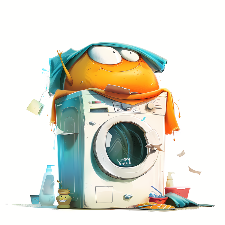 Laundry Day,Cartoon,Orange
