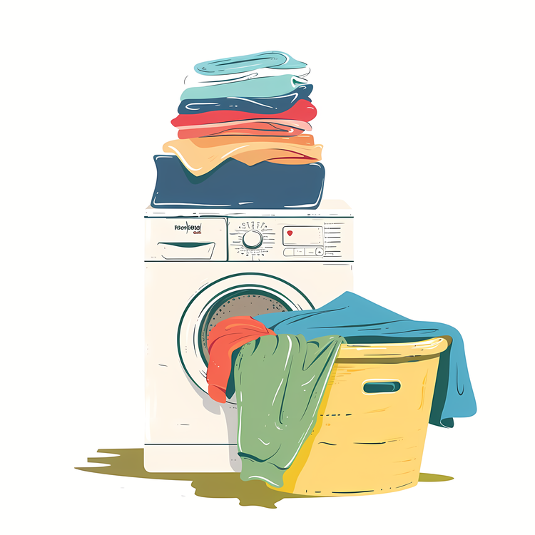 Laundry Day,Washing Machine,Piles Of Clothes