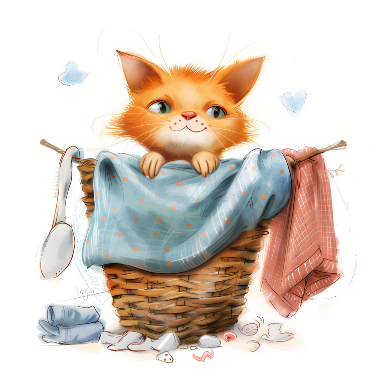 Laundry Day,Cute,Cat