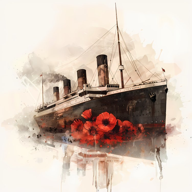 Titanic Remembrance Day,Watercolor,Steamship