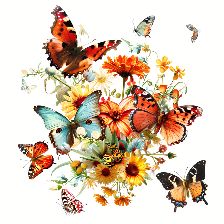 Butterflies,Flowers,Foliage