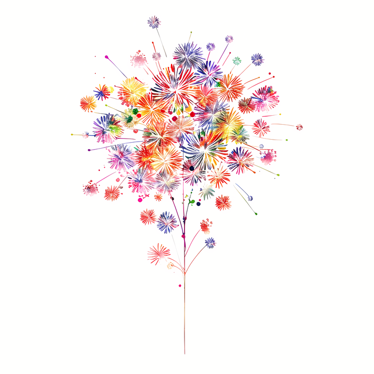 Firework,Floral,Watercolor