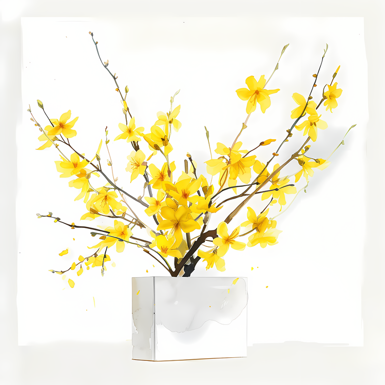 Forsythia,Vase,Yellow Flowers