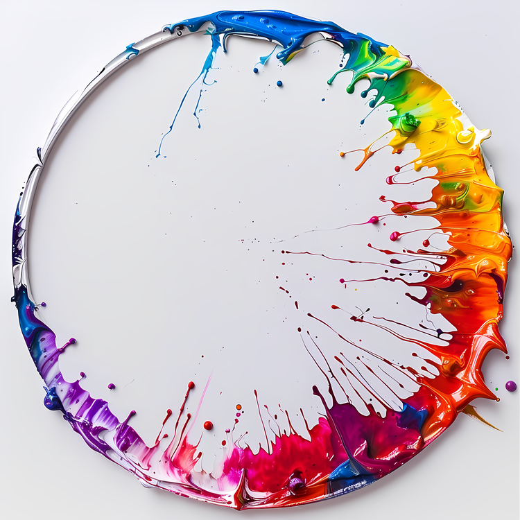 Round Frame,Watercolor Painting,Rainbow Color Scheme