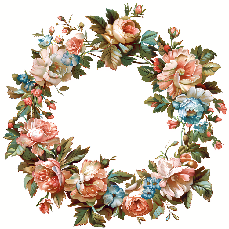 Flower Wreath,Floral Wreath,Vintage Frame