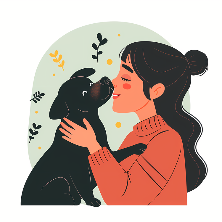 Animal Lover,Woman,Black Dog