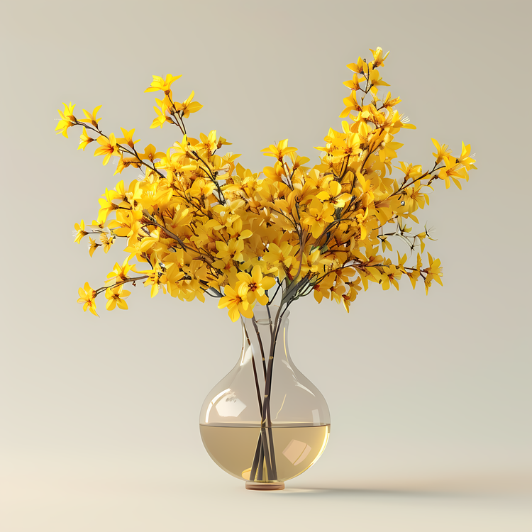Forsythia Flower,Floral Vase,Yellow Flowers