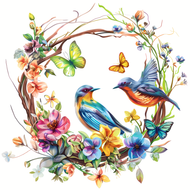 Enjoy The Spring Time,Wreath,Bird