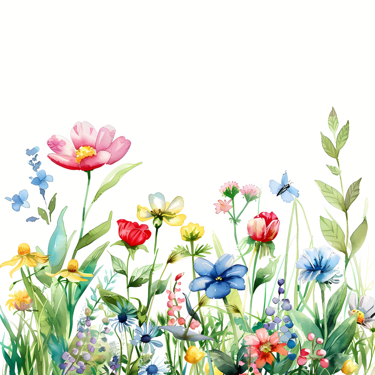 Spring,Watercolor,Flowers