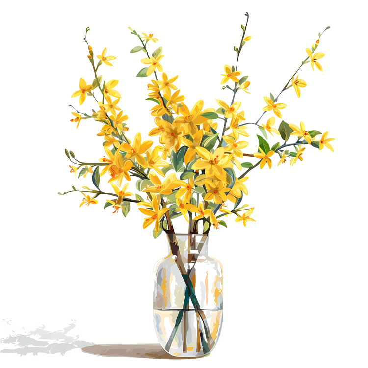 Forsythia Flower,Flowers,Vase