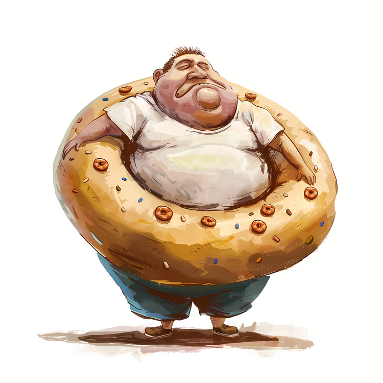 World Obesity Day,Overweight Man With Donut,Donut Man