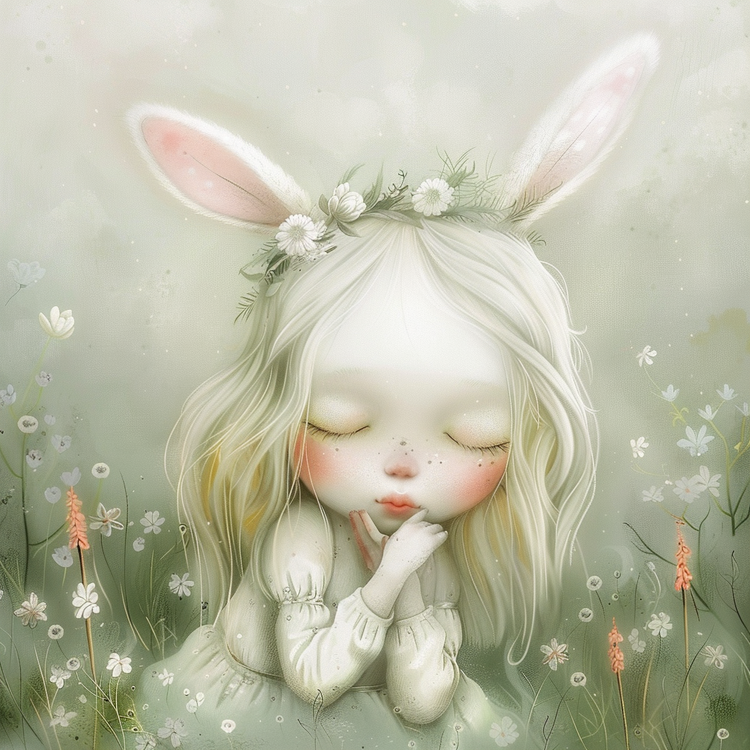 Enjoy The Spring Time,Person,White Rabbit