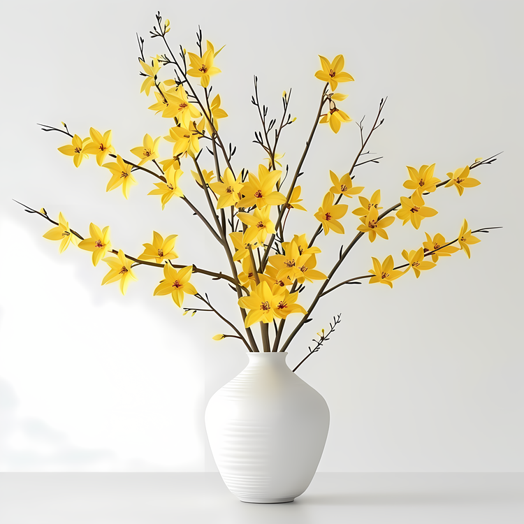 Forsythia Flower,Yellow Flowers,Vase
