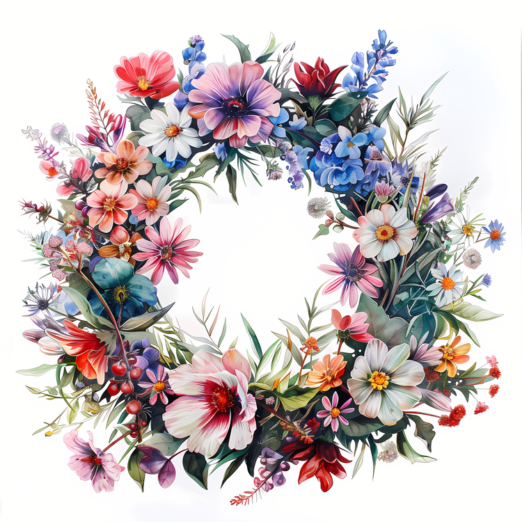 Flower Wreath,Floral Wreath,Botanical Wreath