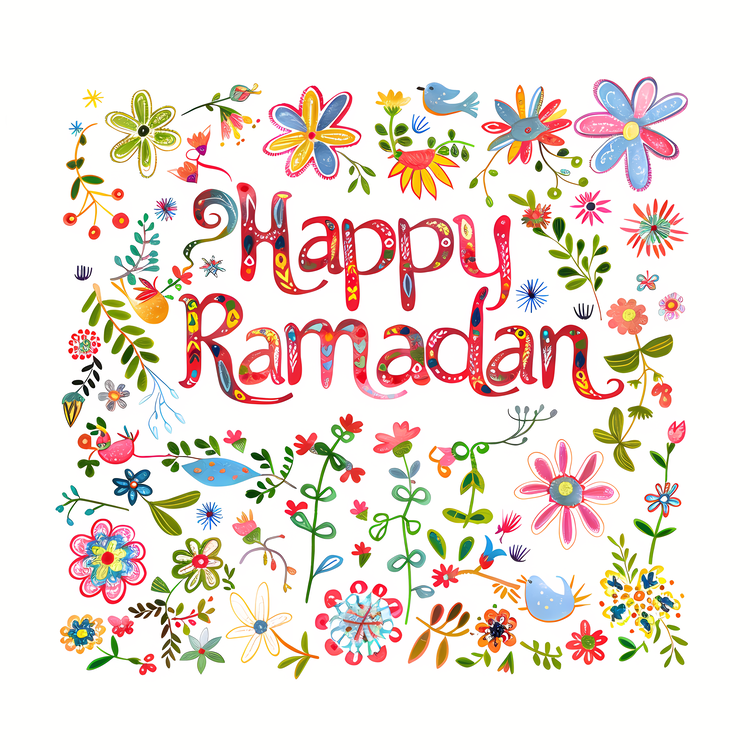 Happy Ramadan,Floral Pattern,Colorful Design