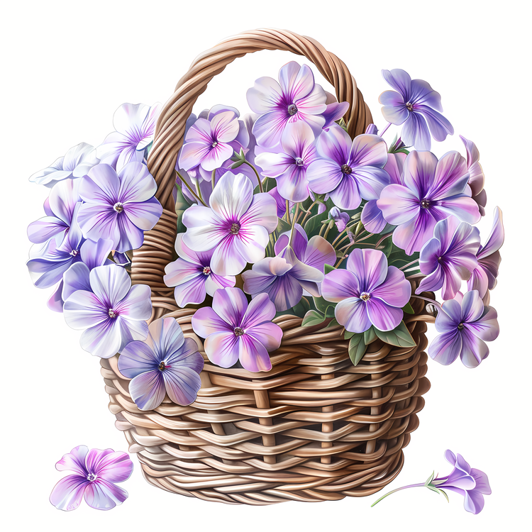 Creeping Phlox,Purple Flowers,Basket