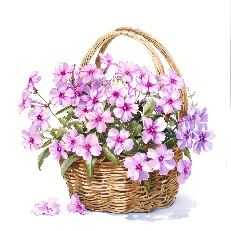 Creeping Phlox,Purple Flowers,Basket