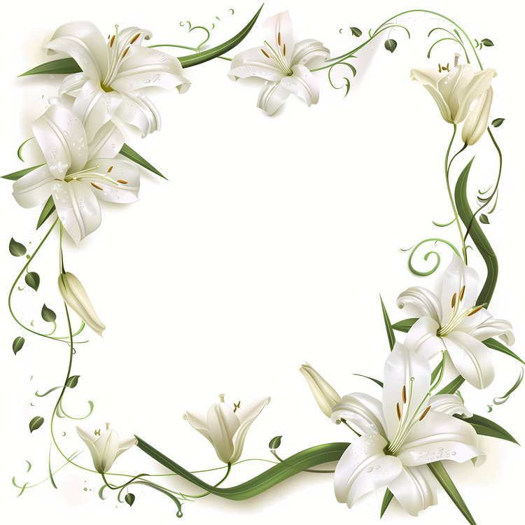 Wedding Frame,White Lilies,Floral Frame